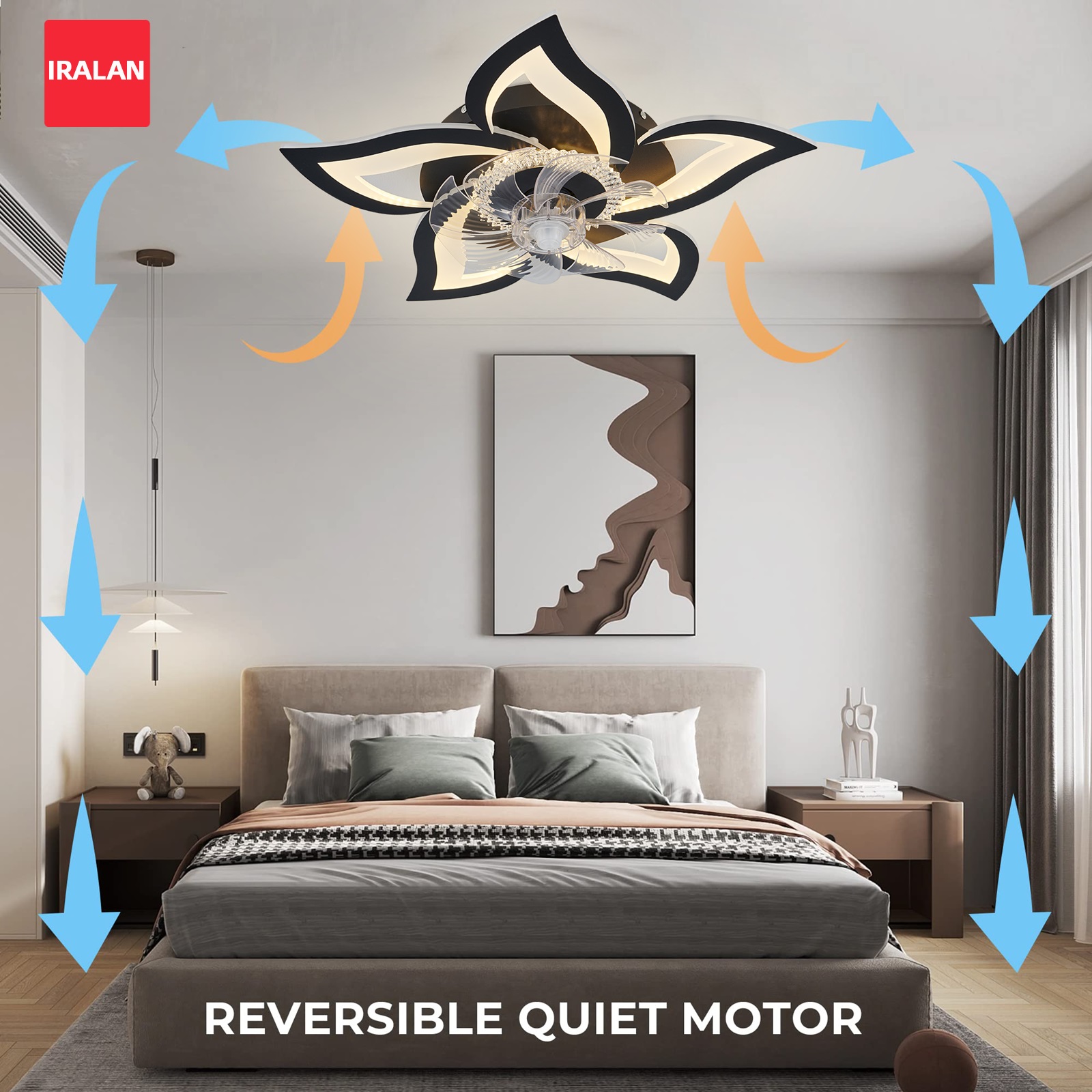 Smart Home Living Room - Lotus LED plafondventilator met slimme afstandsbediening,
