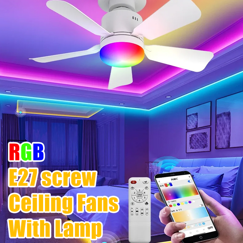 Smart Home Living Room - RGB LED-plafondventilatorlampen E27 dimbaar stille afstandsbediening